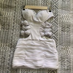 White strapless cutout dress